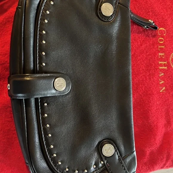 Cole Haan black leather studded wristlet perfect condition - Picture 2 of 7